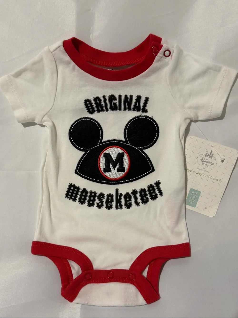 Disney White & Red Original Mouseketeer Baby Onesie